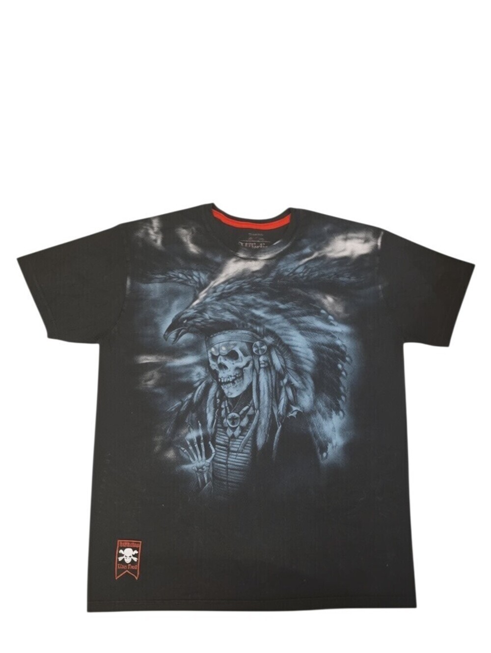 Affliction Live Fast Native Skull Eagle Graphic T Shirt Black 2XL Biker Gothic